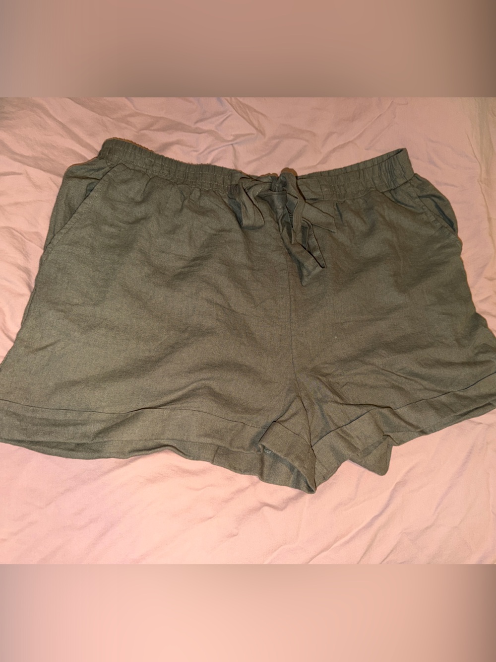 Ambiance Olive Green Drawstring Lounge Shorts